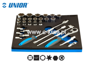 Zestaw kluczy nasadowych 1/2" 29szt. Unior