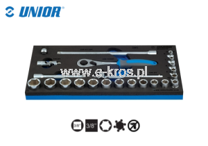 Zestaw kluczy nasadowych 3/8" 6-22mm 23szt. Unior