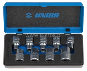 Zestaw nasadek 1/2" z wewnętrznym profilem TX skrzynka 10-24 mm 9 szt. Unior
