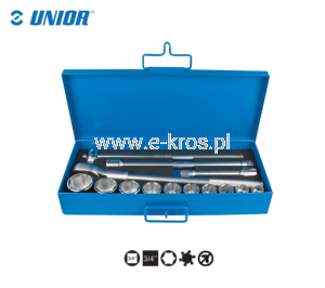 Zestaw kluczy nasadowych 3/4"  6-kątne 14el. Unior