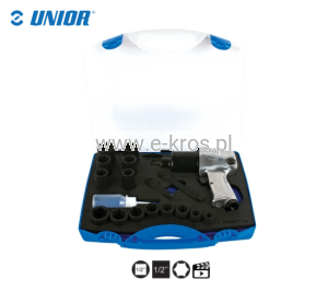Klucz udarowy pneumatyczny z nasadkami 1/2" Unior