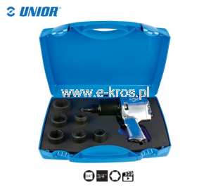Klucz udarowy pneumatyczny z nasadkami 3/4" Unior