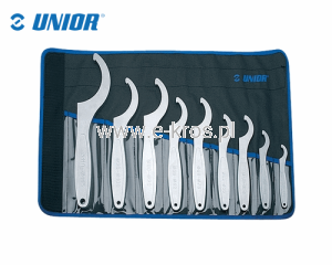 Zestaw kluczy hakowych w etui 9szt. Unior