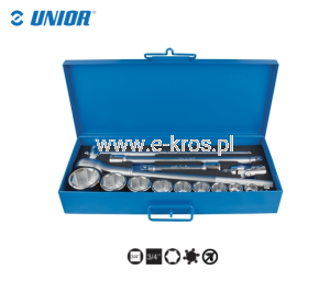 Zestaw kluczy nasadowych 3/4"  6-kątne 15el. Unior